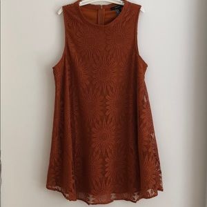 Forever 21 Floral Rust Sleeveless Shift Dress